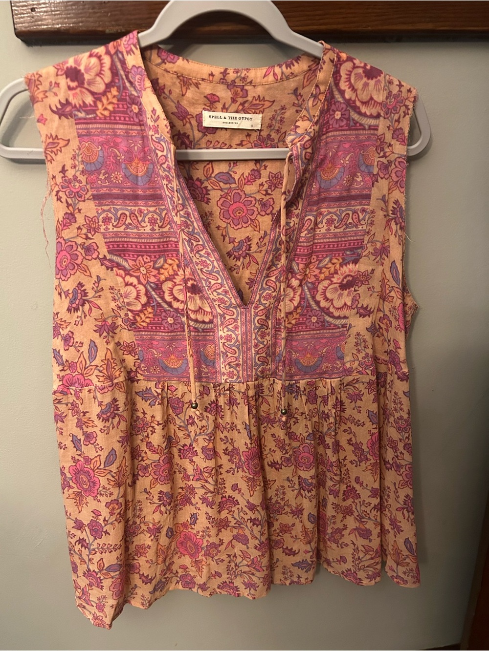 Spell & The Gypsy Collective Folk Song Blouse Blossom Pink Small FLAWED